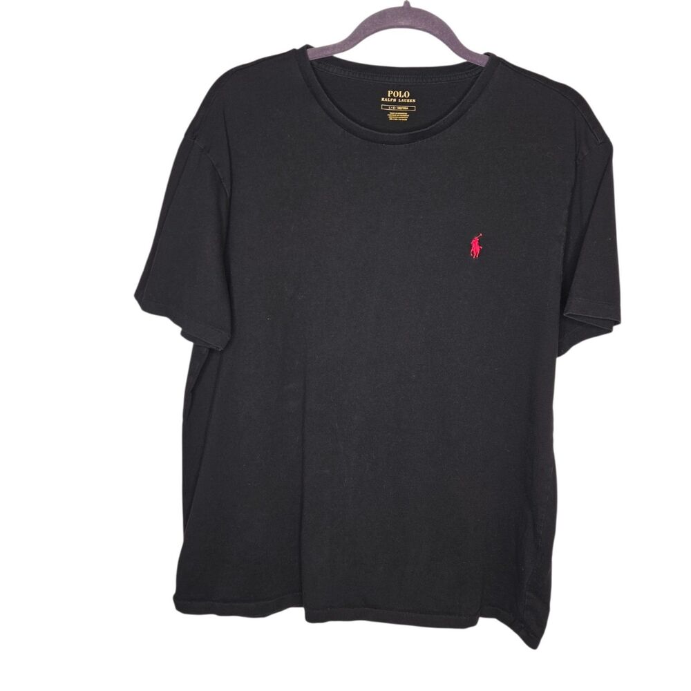 Polo Ralph Lauren Men's Classic Fit Black Crewneck T-Shirt Red Pony Logo Large